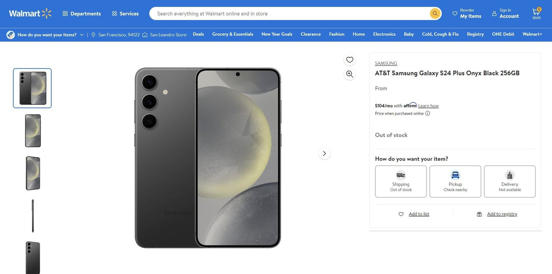 Walmart accidentally posted it's listing for the Galaxy S24 plus