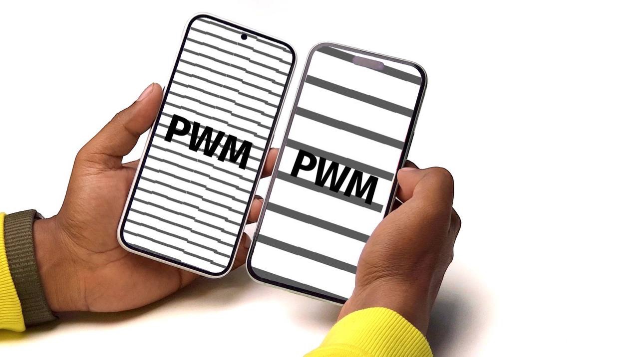 PWM frequency on Nothing phone 2a 2160Hz vs iPhone 15 plus ~480Hz simulated